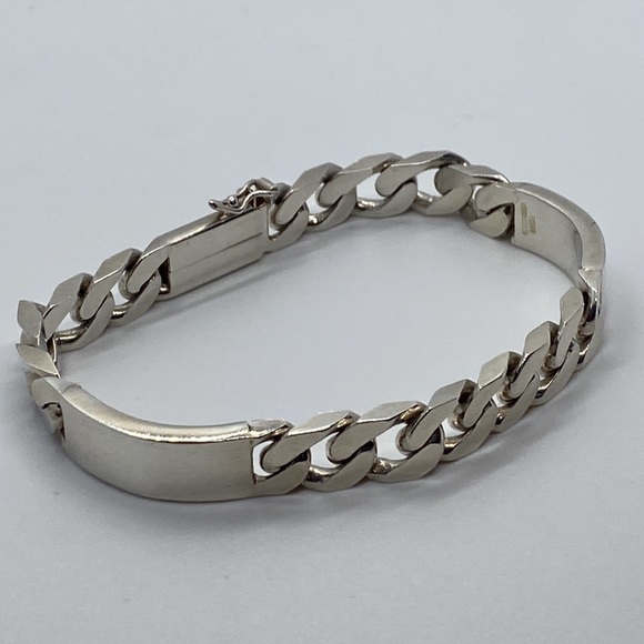 Paracci Sterling Silver Double ID Cuban Link Long 8 1/4” Bracelet - Picture 4 of 7